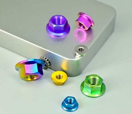 DIN 표준 304 스테인리스 스틸 및 주황 접착 된 고 강도 응용을위한 12 포인트 티타늄 견과류