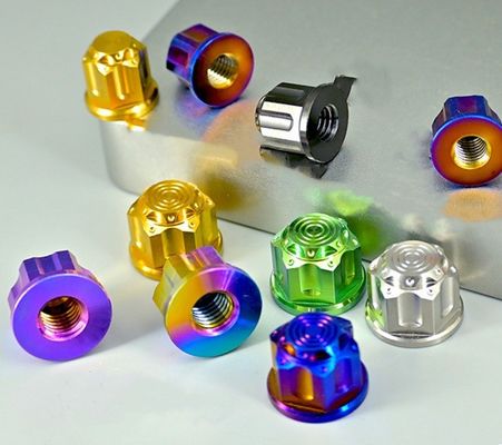 DIN 표준 304 스테인리스 스틸 및 주황 접착 된 고 강도 응용을위한 12 포인트 티타늄 견과류