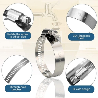 스테인리스 스틸 워크 기어 Hose 클램프 연료 라인 파이프 조정 범위 1/4-2 6-51mm ZINC 끝 샘플 재고