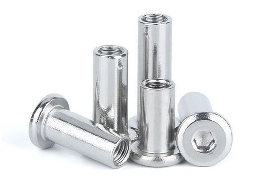 가루화 된 메트릭 스테인리스 스틸 배럴 견과류 결합 포스트 장갑 헥스 견과류 가구 커넥터 GB 표준 메트릭 측정 시스템