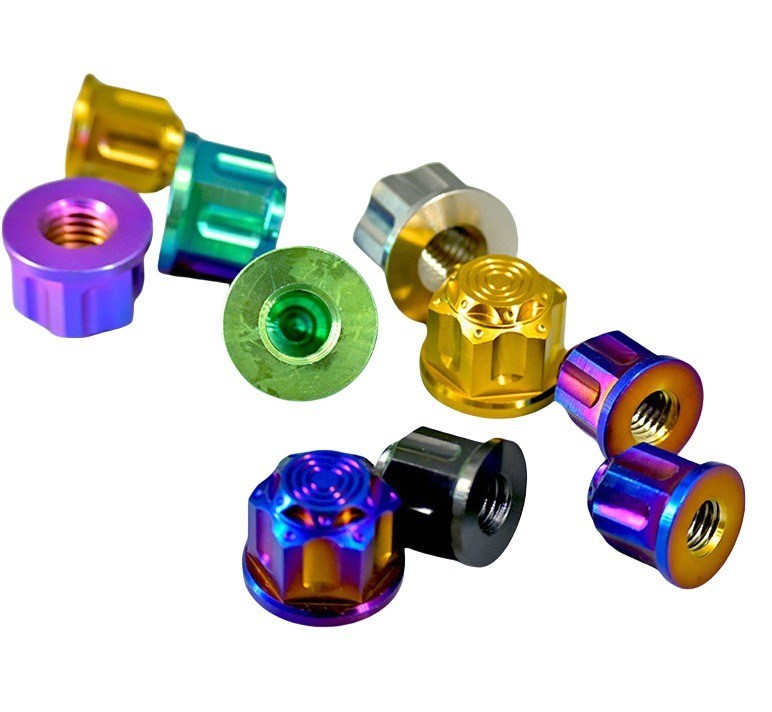 DIN 표준 304 스테인리스 스틸 및 주황 접착 된 고 강도 응용을위한 12 포인트 티타늄 견과류