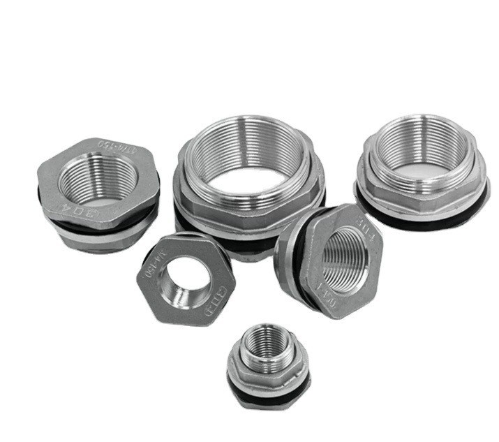 스테인리스 스틸 SS304 cast casting bulkhead tank fitting with nipple connector type 3/4 "여성 및 오래 지속되는 솔루션