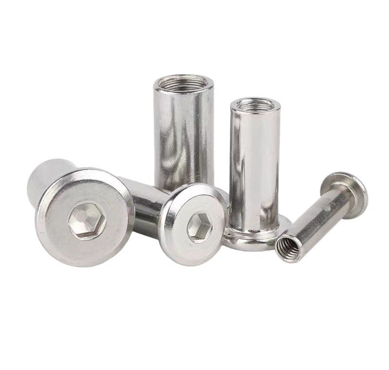 M5 M6 M8 M10 M12 평면 머리 소켓 머리 가구 커넥터 DIN 표준 스테인리스 스틸 재료로 수갑 배럴 견과류