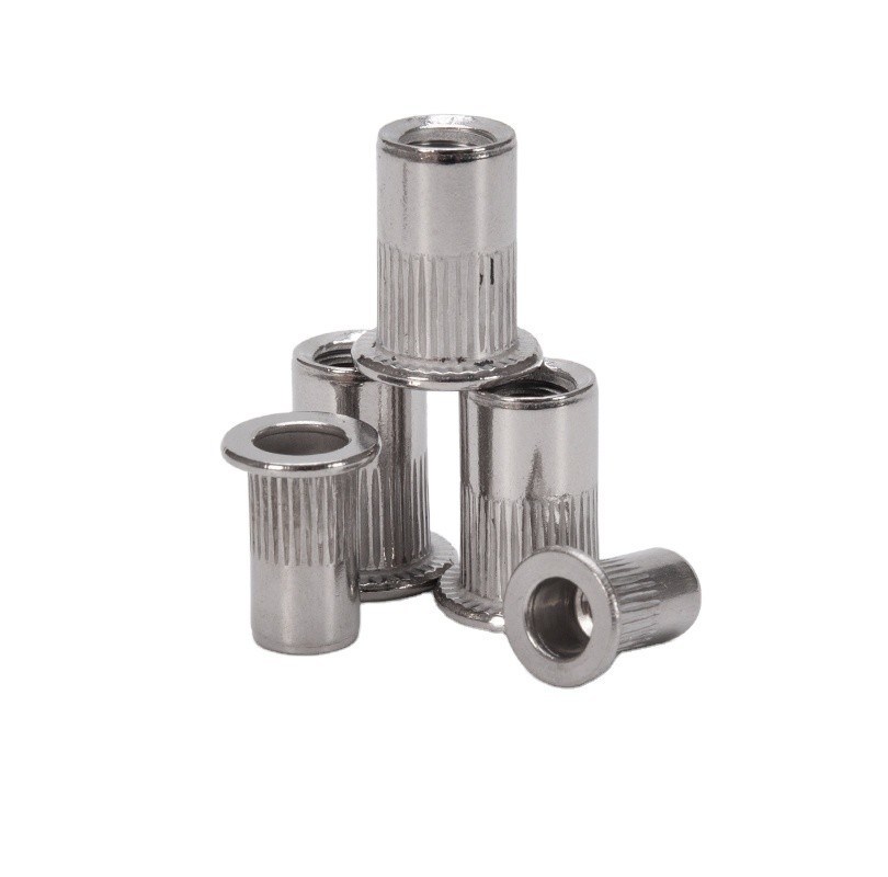 진크 접착된 DIN 표준 M3 M4 M5 M6 M8 M10 M12 평면 머리 찌른 나선 삽입 리벳 견과류 메트릭 측정 시스템